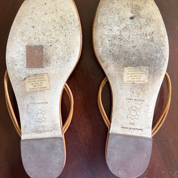 Tory Burch Gold Medallion and Tan Sandals - Picture 2 of 2